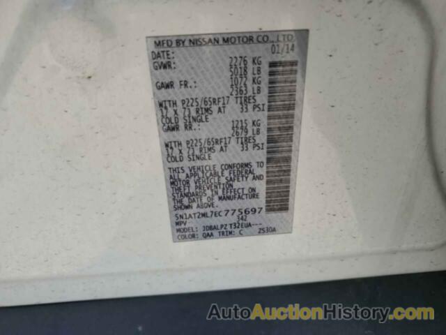 NISSAN ROGUE S, 5N1AT2ML7EC775697