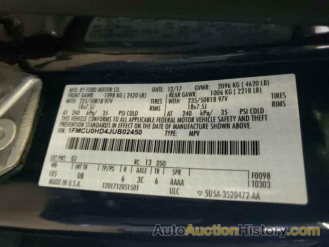 FORD ESCAPE SEL, 1FMCU0HD4JUB02450