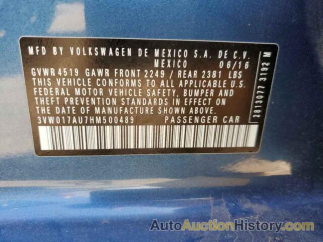 VOLKSWAGEN GOLF S, 3VW017AU7HM500489