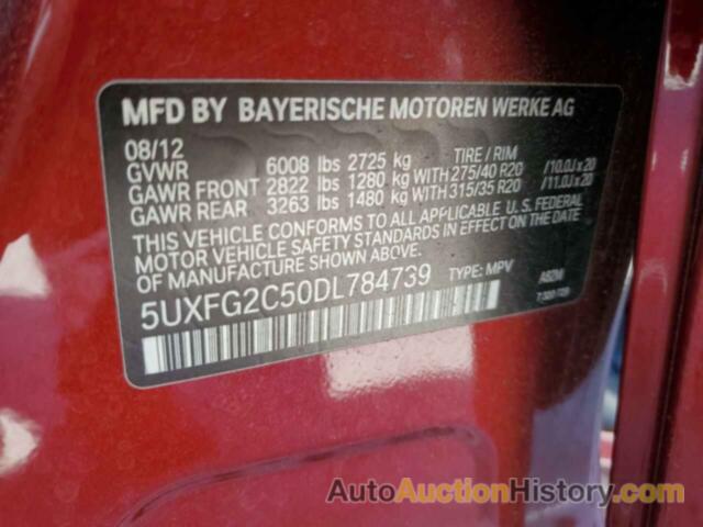 BMW X6 XDRIVE35I, 5UXFG2C50DL784739