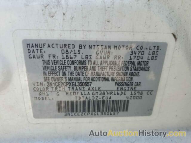 NISSAN VERSA S, 3N1CE2CPXGL350657