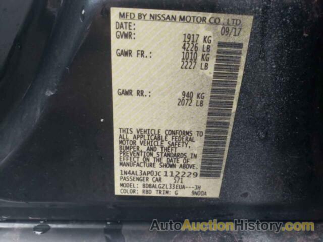 NISSAN ALTIMA 2.5, 1N4AL3AP0JC112229