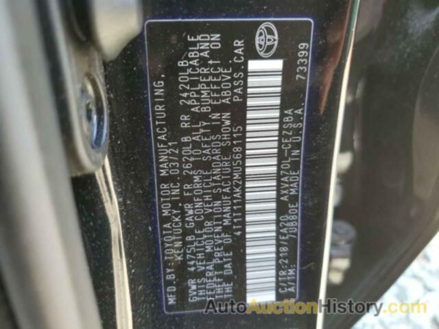 TOYOTA CAMRY SE, 4T1T11AK2MU568115