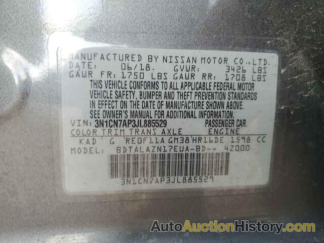 NISSAN VERSA S, 3N1CN7AP3JL885529