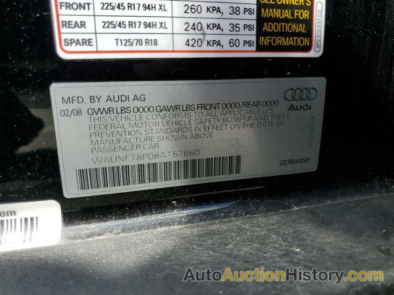 AUDI A3 2.0 PREMIUM, WAUNF78P08A157660