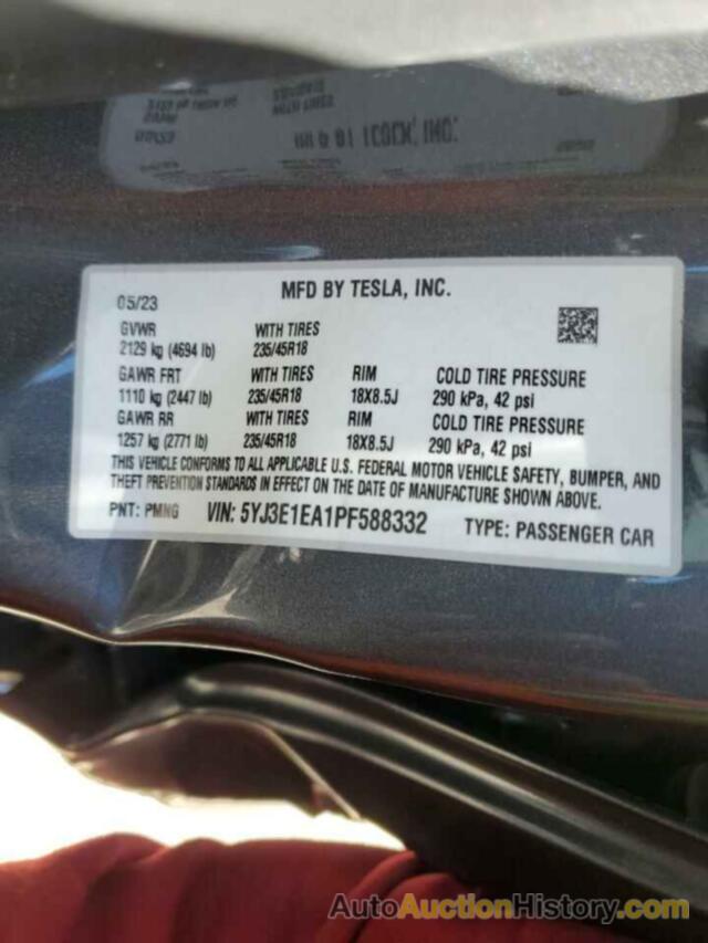 TESLA MODEL 3, 5YJ3E1EA1PF588332