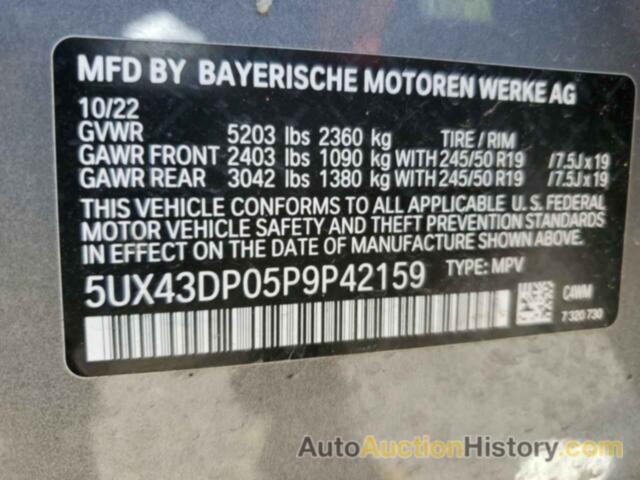 BMW X3 SDRIVE30I, 5UX43DP05P9P42159