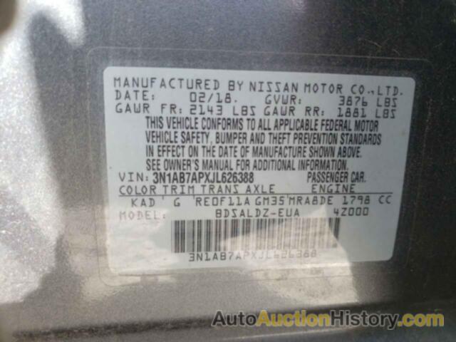 NISSAN SENTRA S, 3N1AB7APXJL626388