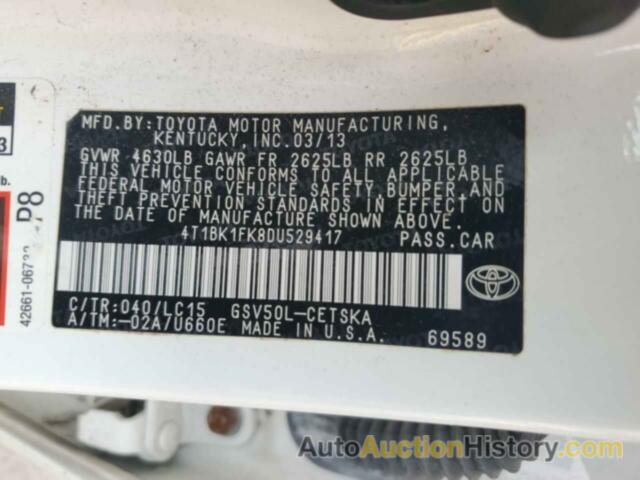 TOYOTA CAMRY SE, 4T1BK1FK8DU529417