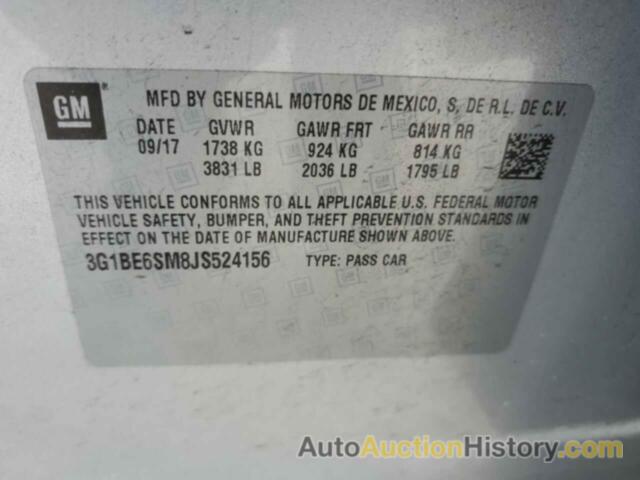 CHEVROLET CRUZE LT, 3G1BE6SM8JS524156