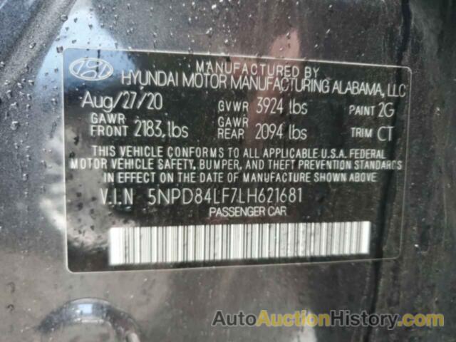 HYUNDAI ELANTRA SEL, 5NPD84LF7LH621681