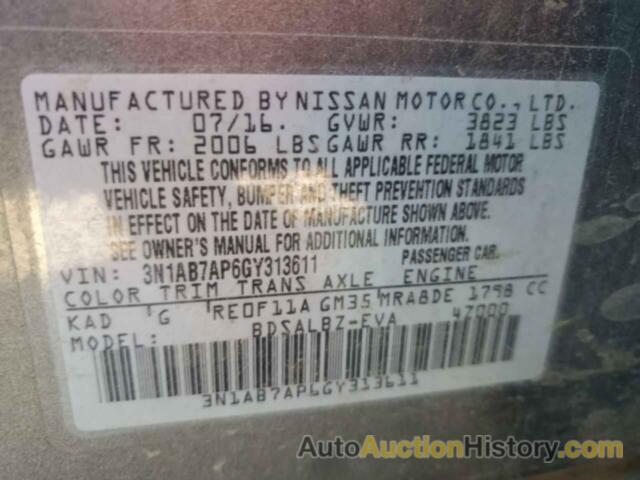 NISSAN SENTRA S, 3N1AB7AP6GY313611