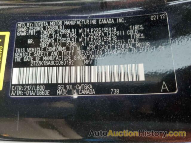 LEXUS RX350 350, 2T2ZK1BA8CC080182