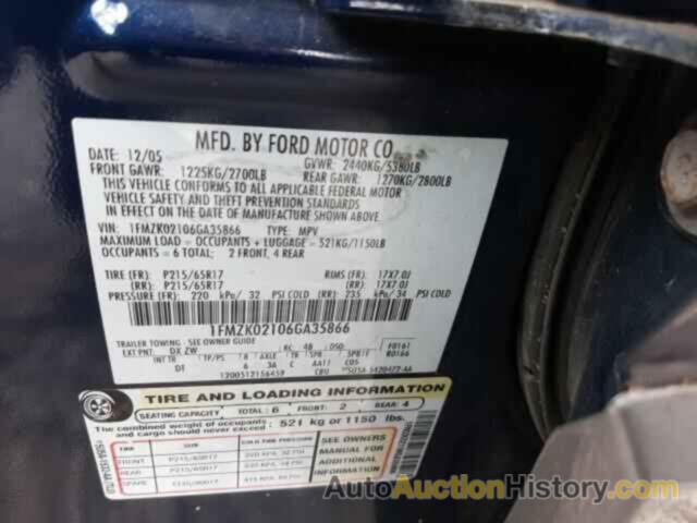 FORD FREESTYLE SEL, 1FMZK02106GA35866