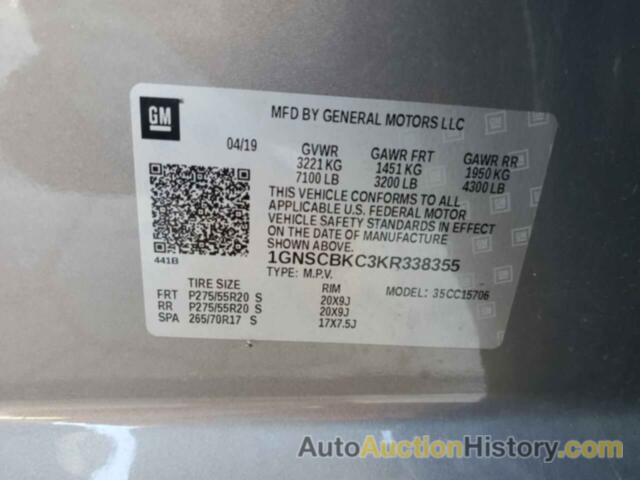 CHEVROLET TAHOE C1500 LT, 1GNSCBKC3KR338355