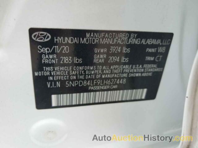 HYUNDAI ELANTRA SEL, 5NPD84LF9LH627448