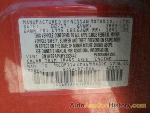 NISSAN SENTRA S, 3N1AB7AP4HY282442