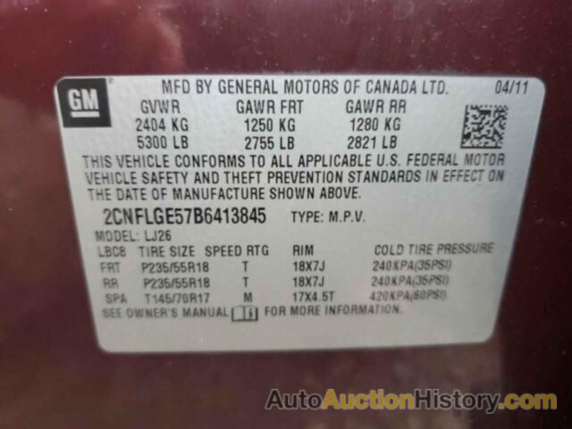 CHEVROLET EQUINOX LTZ, 2CNFLGE57B6413845