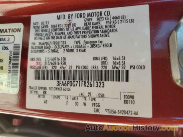 FORD FUSION S, 3FA6P0G71FR261323