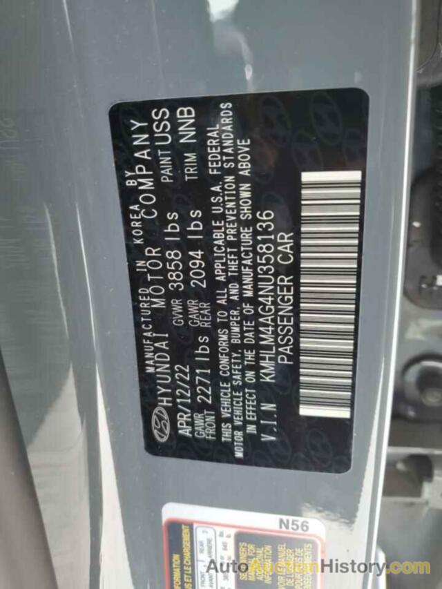 HYUNDAI ELANTRA SEL, KMHLM4AG4NU358136