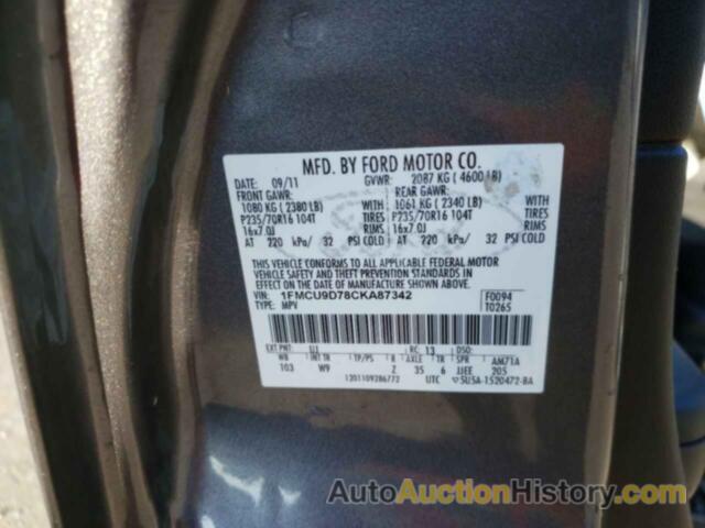 FORD ESCAPE XLT, 1FMCU9D78CKA87342