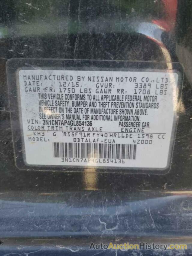 NISSAN VERSA S, 3N1CN7AP4GL854136