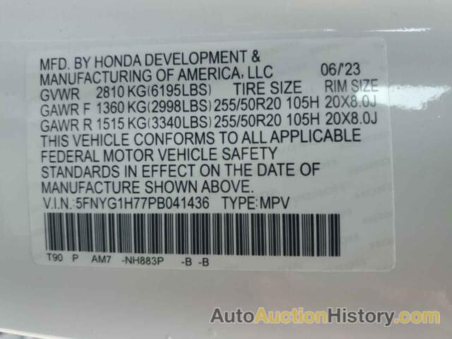 HONDA PILOT TOURING, 5FNYG1H77PB041436