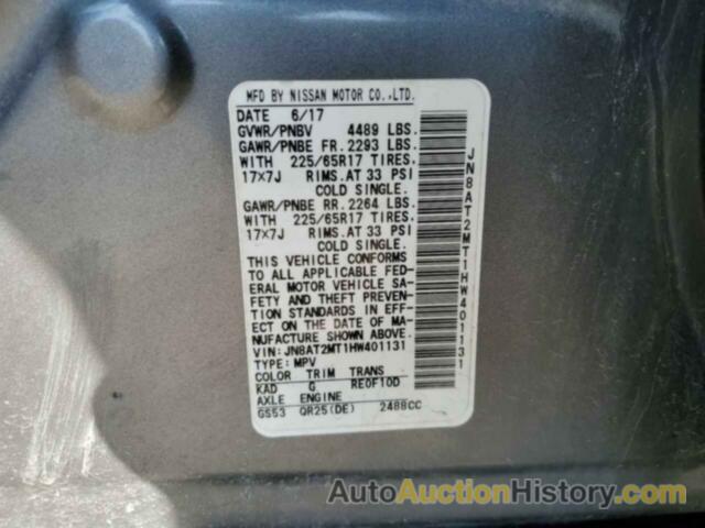 NISSAN ROGUE S, JN8AT2MT1HW401131