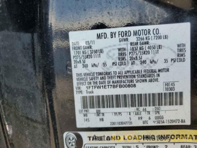 FORD F-150 SUPERCREW, 1FTFW1ET7BFB00808