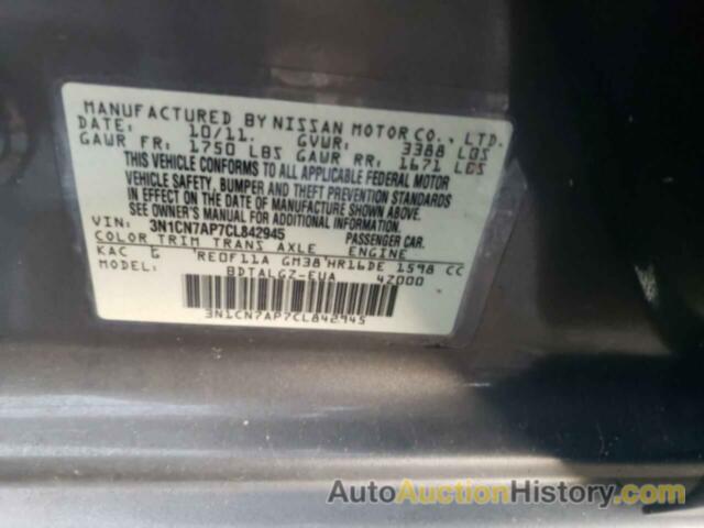 NISSAN VERSA S, 3N1CN7AP7CL842945