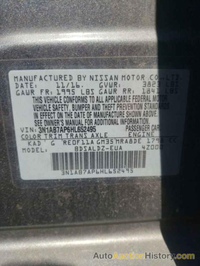 NISSAN SENTRA S, 3N1AB7AP6HL652495