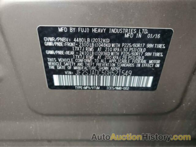 SUBARU FORESTER 2.5I PREMIUM, JF2SJADC5GH521549