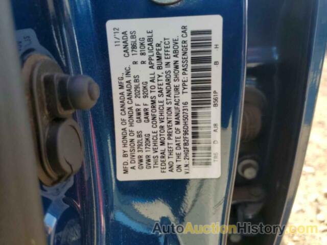 HONDA CIVIC EXL, 2HGFB2F96DH507316