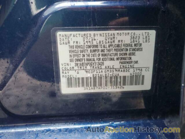 NISSAN SENTRA S, 3N1AB7AP6GY220877