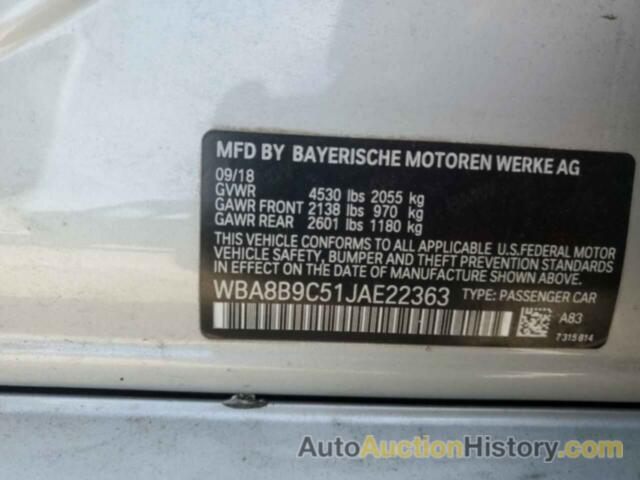 BMW 3 SERIES I, WBA8B9C51JAE22363