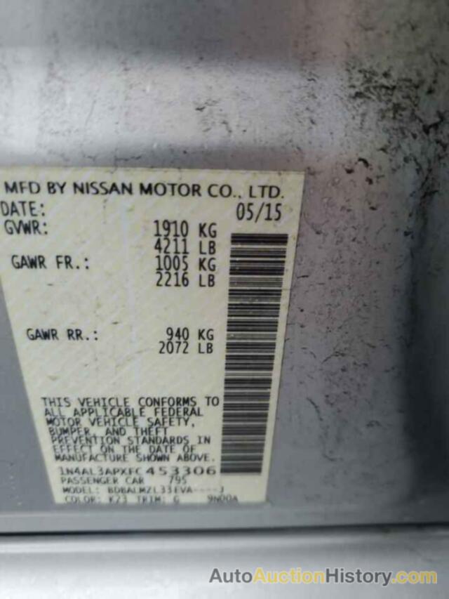 NISSAN ALTIMA 2.5, 1N4AL3APXFC453306