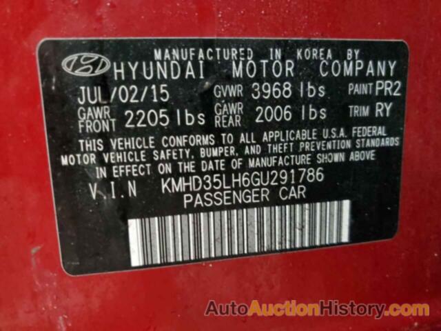 HYUNDAI ELANTRA, KMHD35LH6GU291786