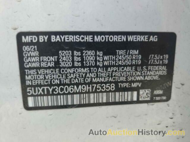 BMW X3 SDRIVE30I, 5UXTY3C06M9H75358