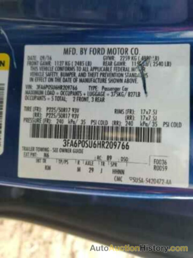 FORD FUSION TITANIUM PHEV, 3FA6P0SU6HR209766