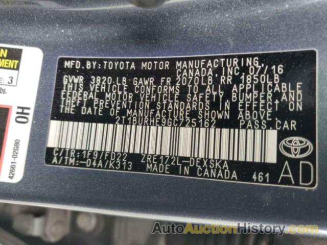 TOYOTA COROLLA L, 2T1BURHE9GC725162