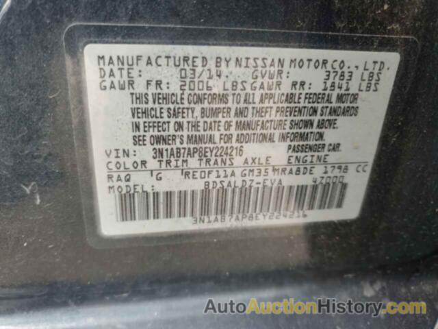 NISSAN SENTRA S, 3N1AB7AP8EY224216