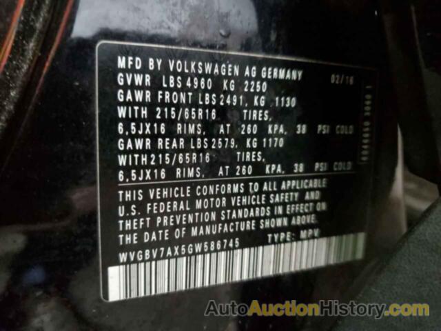 VOLKSWAGEN TIGUAN S, WVGBV7AX5GW586745