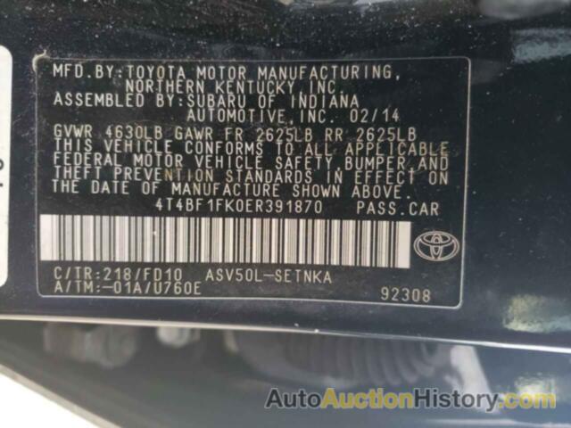 TOYOTA CAMRY L, 4T4BF1FK0ER391870