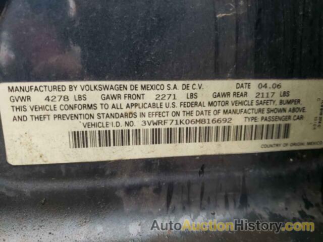 VOLKSWAGEN JETTA 2.5, 3VWRF71K06M816692