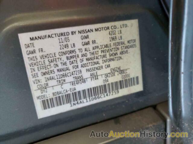 NISSAN ALTIMA S, 1N4AL11D66C147259