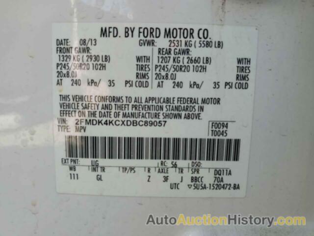 FORD EDGE LIMITED, 2FMDK4KCXDBC89057