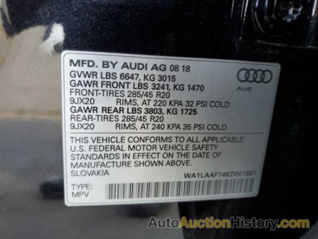 AUDI Q7 PREMIUM PLUS, WA1LAAF74KD001551