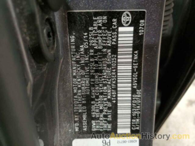 TOYOTA CAMRY L, 4T4BF1FK5ER410252