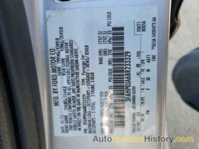 FORD FUSION SEL, 3FAHP0JA6BR233329