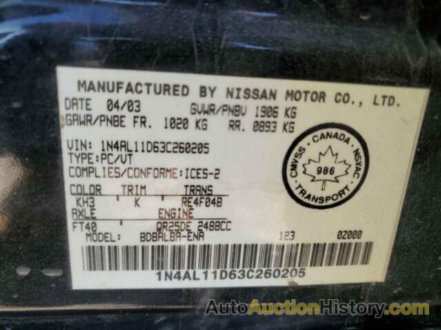 NISSAN ALTIMA BASE, 1N4AL11D63C260205